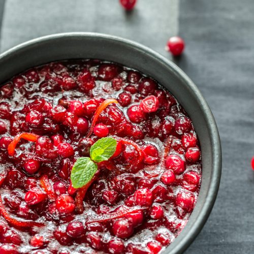 Bowl of homemade cranberry sauce
