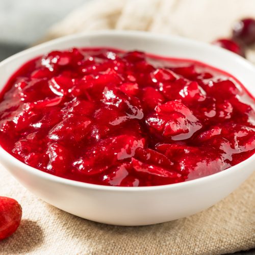Homemade Thanksgiving Red Cranberry Sauce in a Bowl