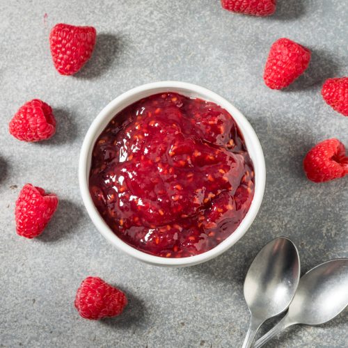 Sweet Organic Red Raspberry Preserves Jam in a Bowl